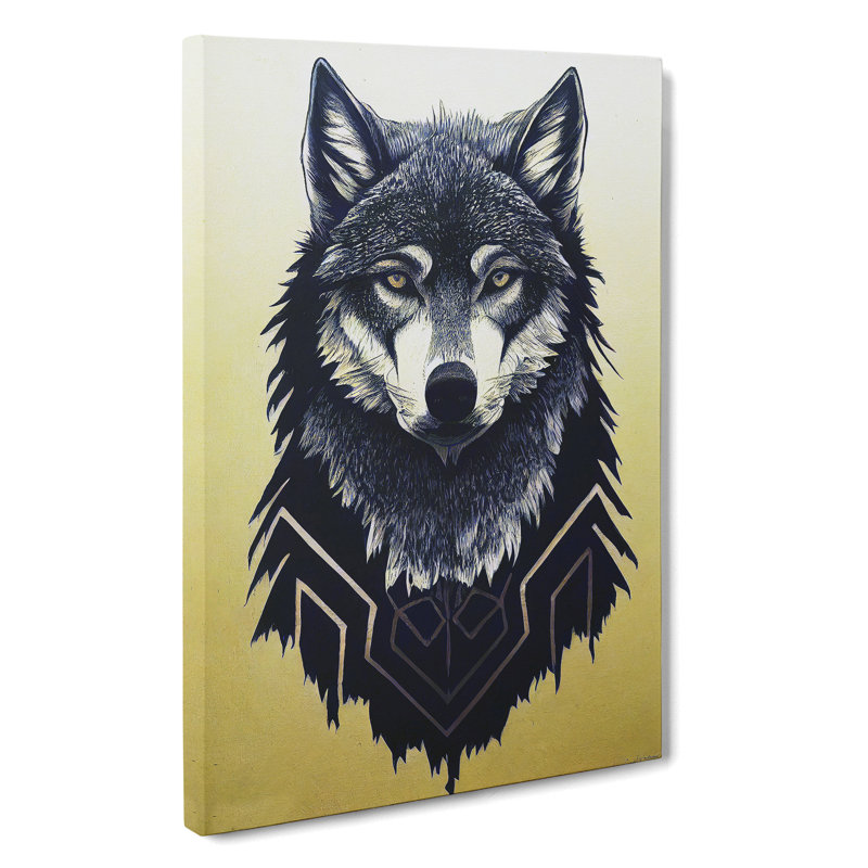 Unique Wolf Art No.4 - Wall Art, Wrapped Canvas, 50cm H x 35cm W, No Matte