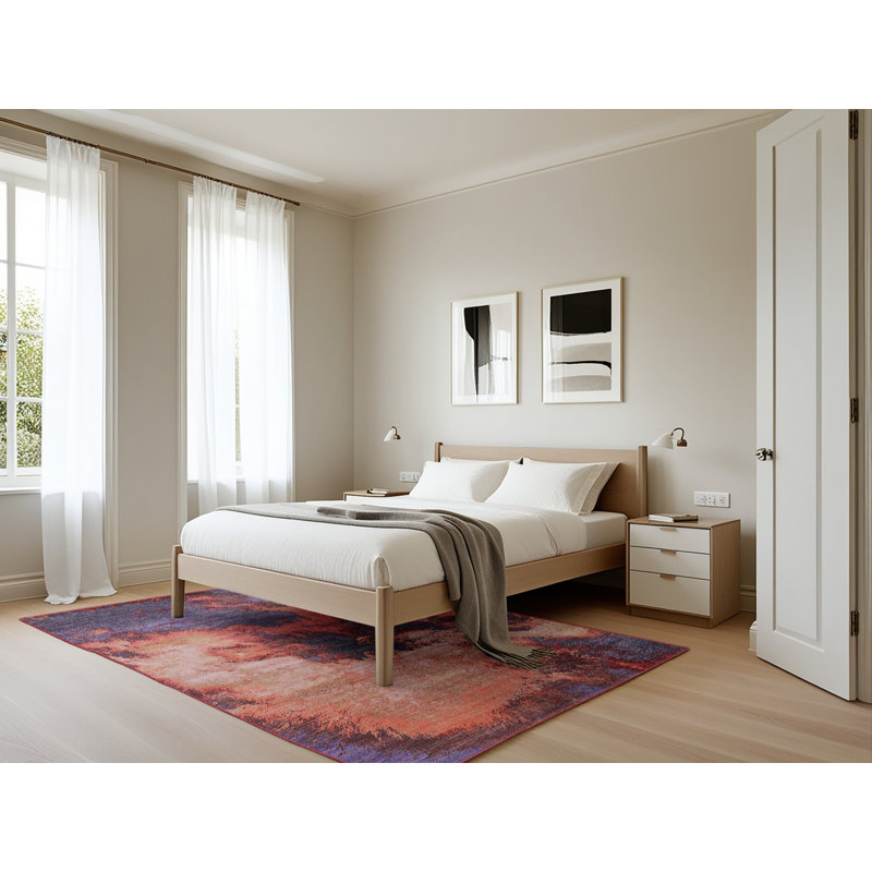 Tapis 100% Mid-Century moderne lavable à la machine 2089, Rectangle 5 pi x 7 pi
