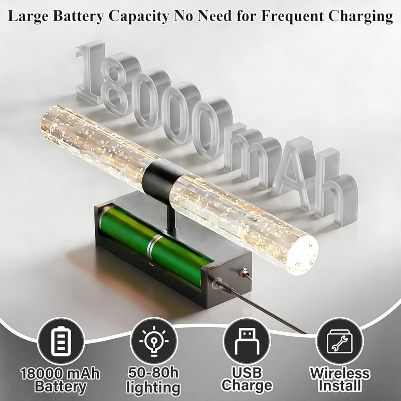 Battery Powered Wall Lamp, Matte Black