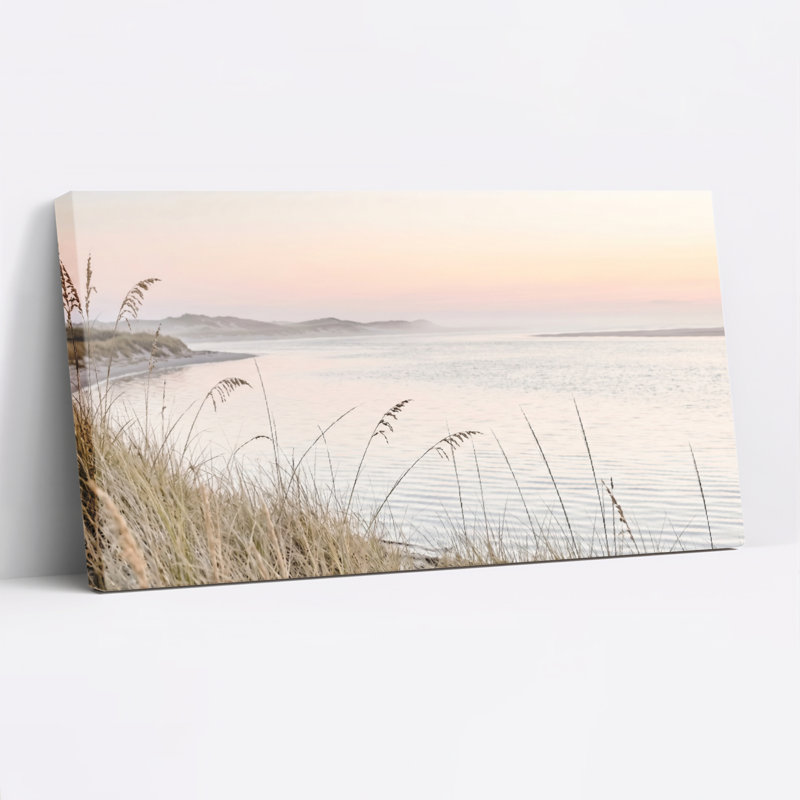 Ensemble de 1 tableau sur toile représentant un coucher de soleil sur la côte, Toile tendue, L 58 po x H 28 po