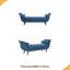 Banc rembourré en velours, banc de bout de lit avec 2 coussins, repose-pieds capitonné et capitonné, repose-pieds à accoudoirs roulés-352071674