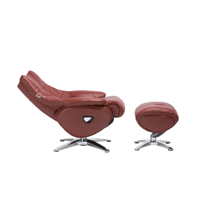 Wanamaker Upholstered Swivel Recliner, Red Leather Match