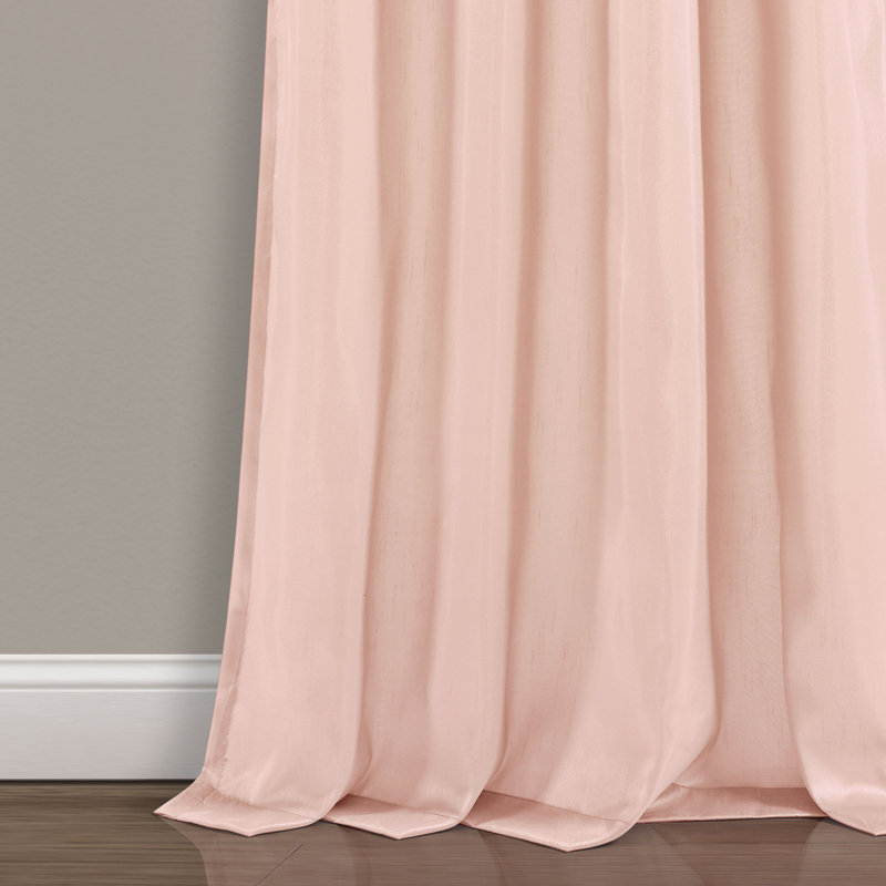 Semi Sheer Curtain Single Panel, Grey/Blush, 107cm W x 274cm L