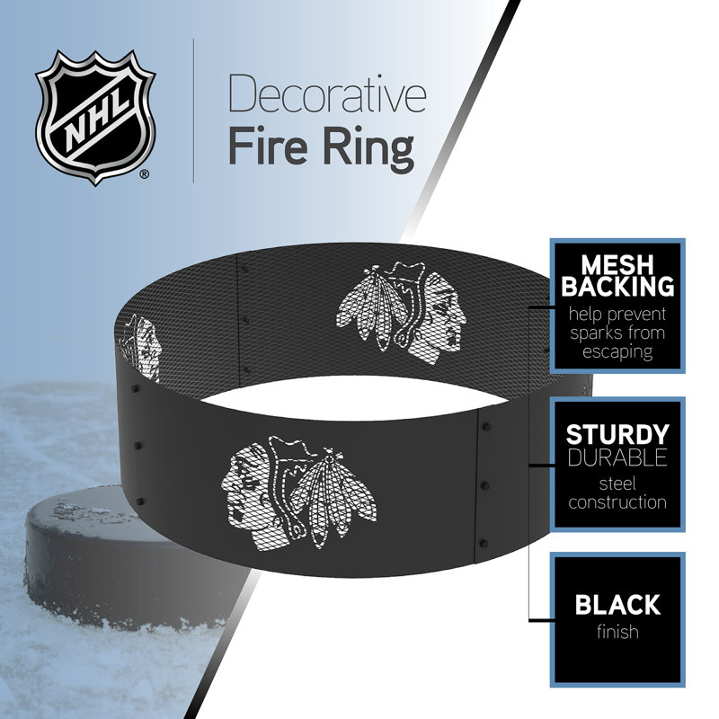 Round Steel Wood Burning Fire Pit, Winnipeg Jets