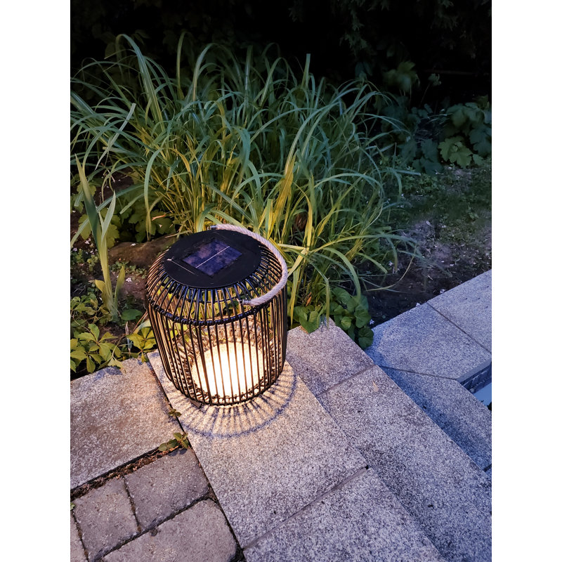 Black Wicker Solar Powered LED Outdoor Floor Lamp