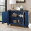 Table basse rétro bleu marine de 40 po avec rangement réglable, poignées en alliage de zinc faciles à nettoyer pour le salon