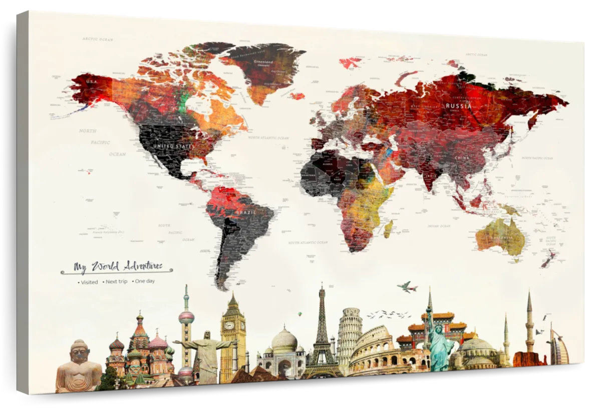 Elephant Stock My World Adventures Push Pin Travel Map II - Wayfair Canada