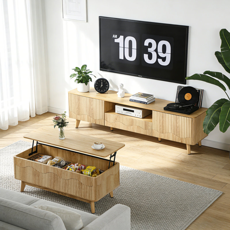 Meuble télé 62 po avec rangement, Jaune