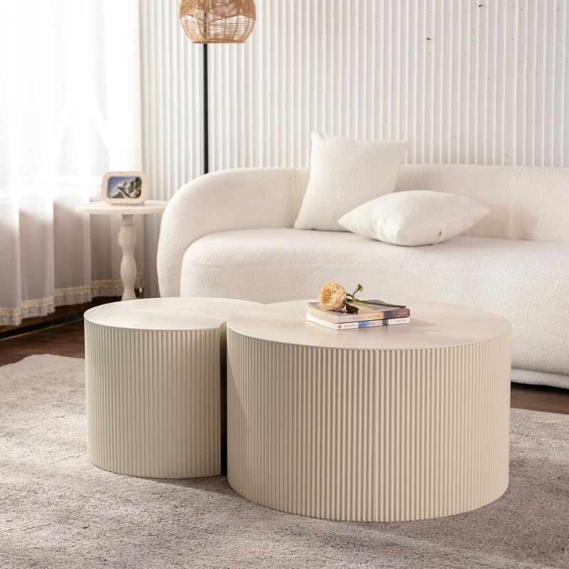 Table basse Modern Living, H 16,13 po x L 46,95 po x l 47,67 po, Crème, crème