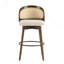 Ensemble de 2 tabourets de bar d'intérieur en bois, finition noyer avec siège rembourré beige-121091577