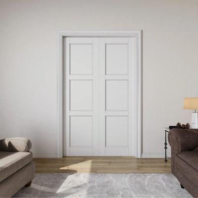 80" Primed Solid Pantry Pocket DoorDouble Sliding Closet Door Panel Sliding Pocket Door With Hardware Kit