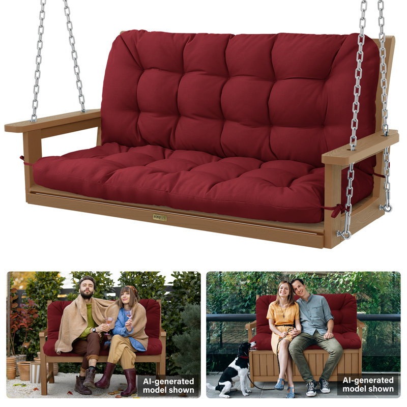 Coussin de banc d'extérieur imperméable pour 2-3 personnes, Red