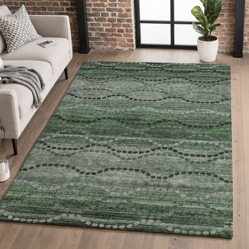 Tapis dégradé de qualité supérieure lavable à la machine Mayfield, Olive, 9 pi x 12 pi