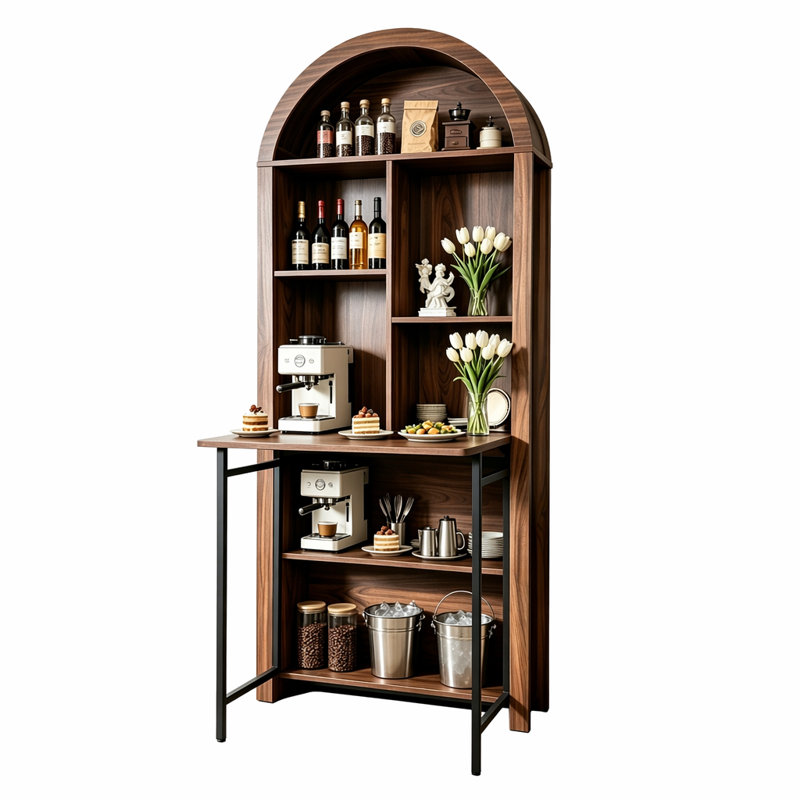 Grande bibliothèque arquée, bureau de bricolage pliant, bureau convertible caché en bibliothèque, bureau de coiffeuse, bureau pliable avec rangement, bureau de disparition pour petits espaces, armoire à vin de salon, bureau à domicile