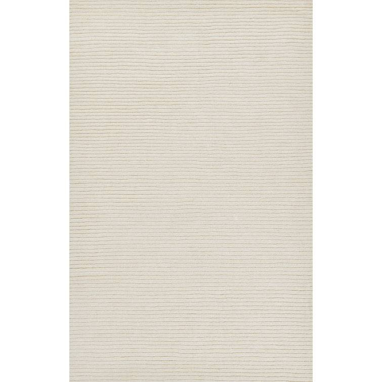 Guiness Solid Color Hand Loomed Wool Area Rug in Beige