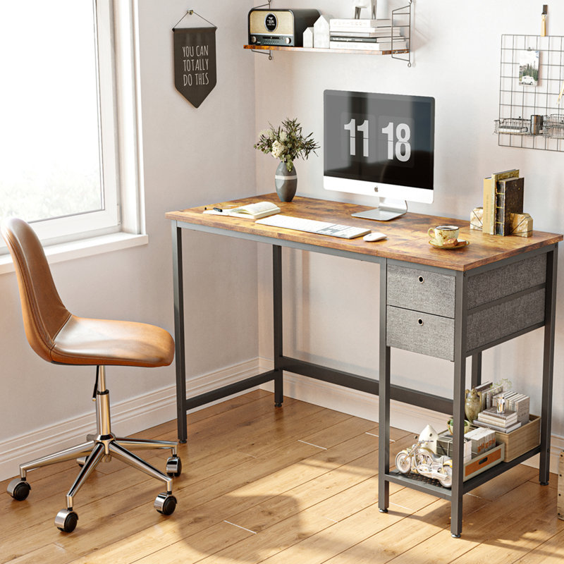 Bureau d'ordinateur l 47,2 po Gilbrook, Brun rustique, H 29 po x l 55 po x P 23 po