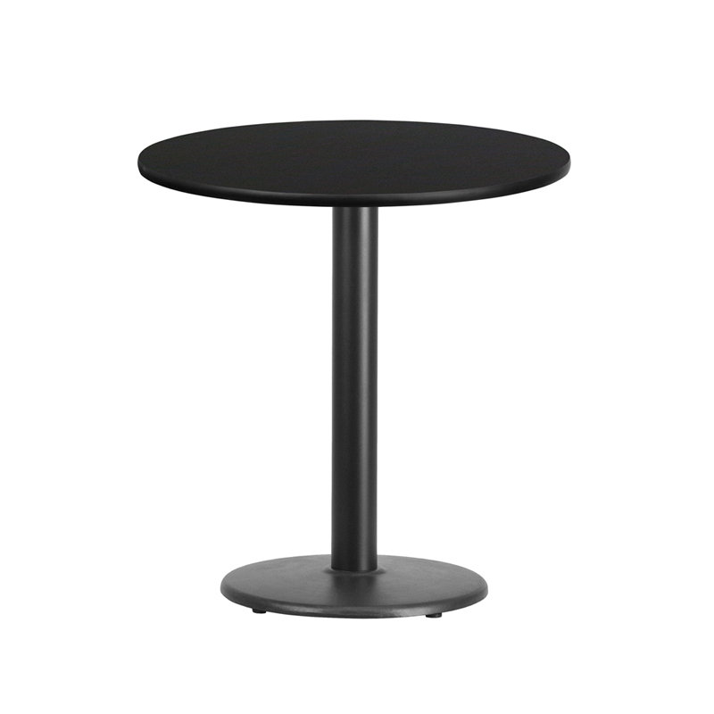 Plateau de table rond en stratifié de 24 po avec base de bar ronde de 18 po Jamey, H 31,12 po x l 42 po x L 42 po, Noir