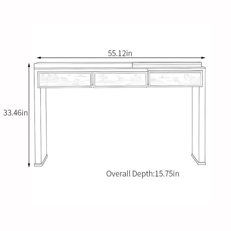 Painted pattern drawer wooden console table