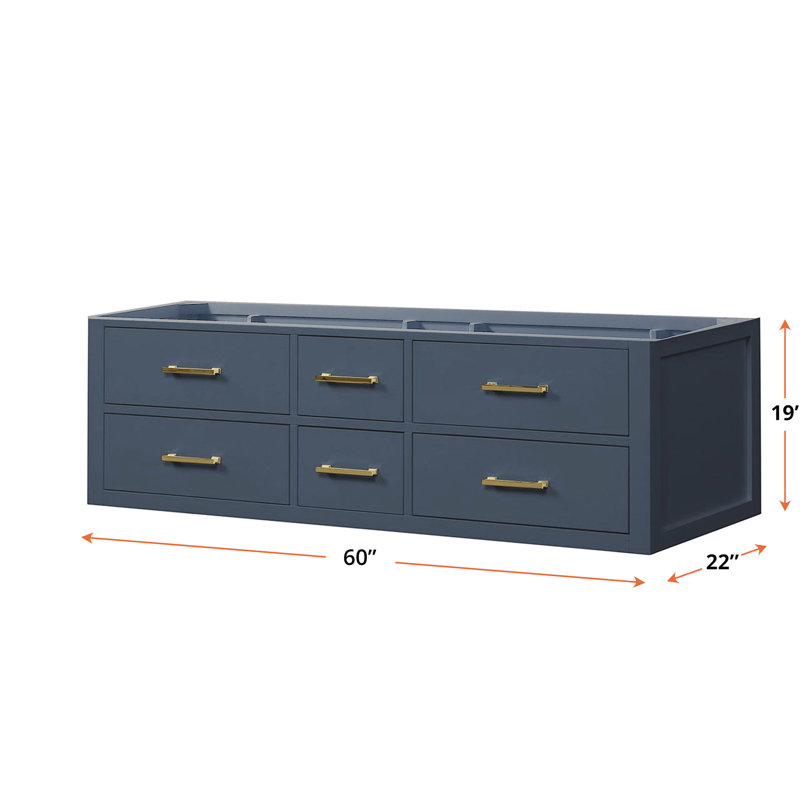 Meuble-lavabo double 60 po bleu - 4, sous l'évier, rangement souple,