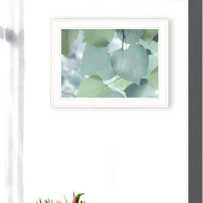 Aqua Leaves par Lori Deiter - Reproduction d'art sur papier encadrée