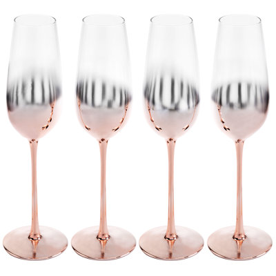4 Piece 266ml Glass Flute Set