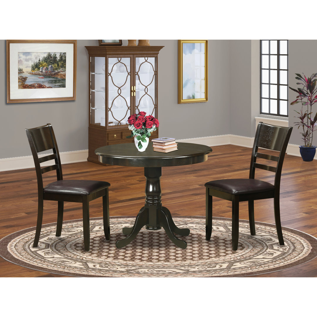 Sroka 2 - Person Solid Wood Solid Wood Top Pedestal Dining Set Charlton Home®