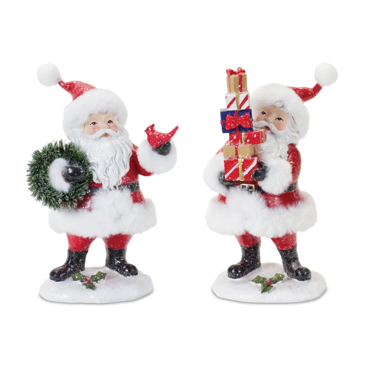 Fluffy Santa Figurine (Set of 2)