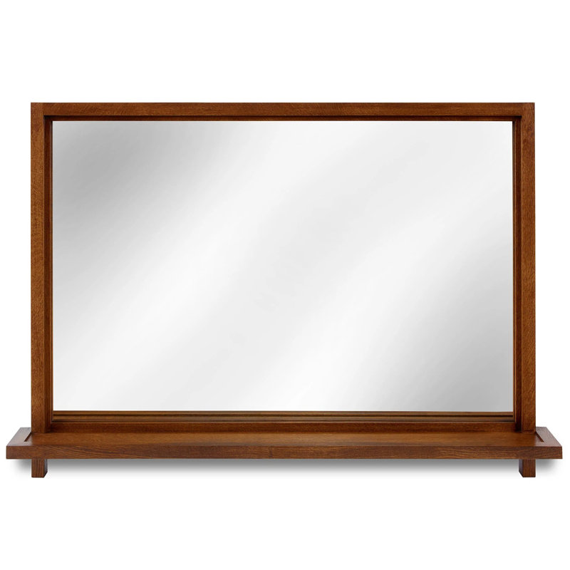 Surrey Hills Solid Wood Rectangle Wall Mirror with Shelves