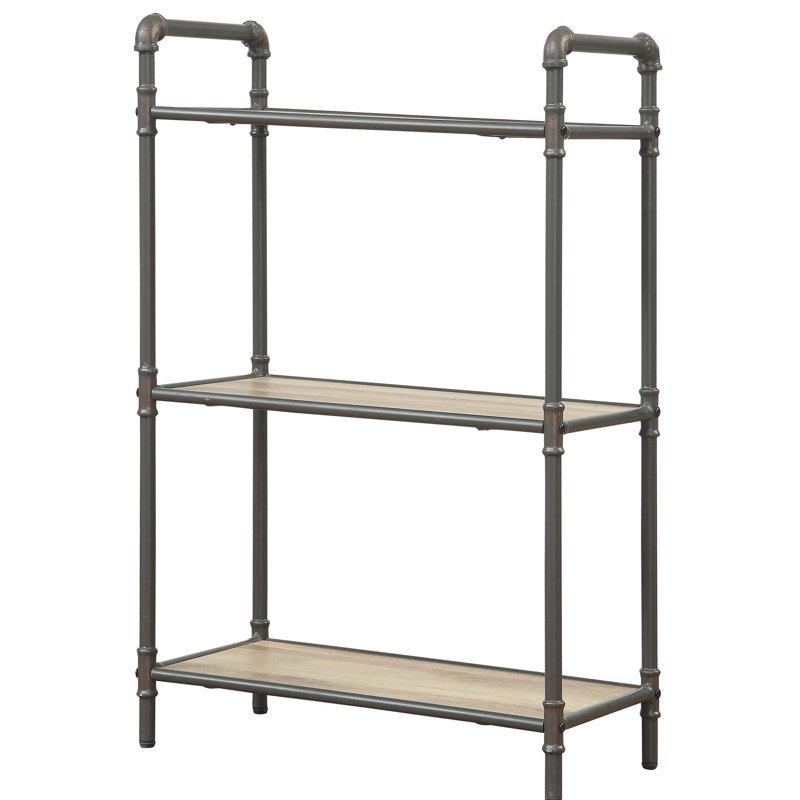 Antique Oak And Sandy Grey Bookcase With Adjustable Shelves 3 In -