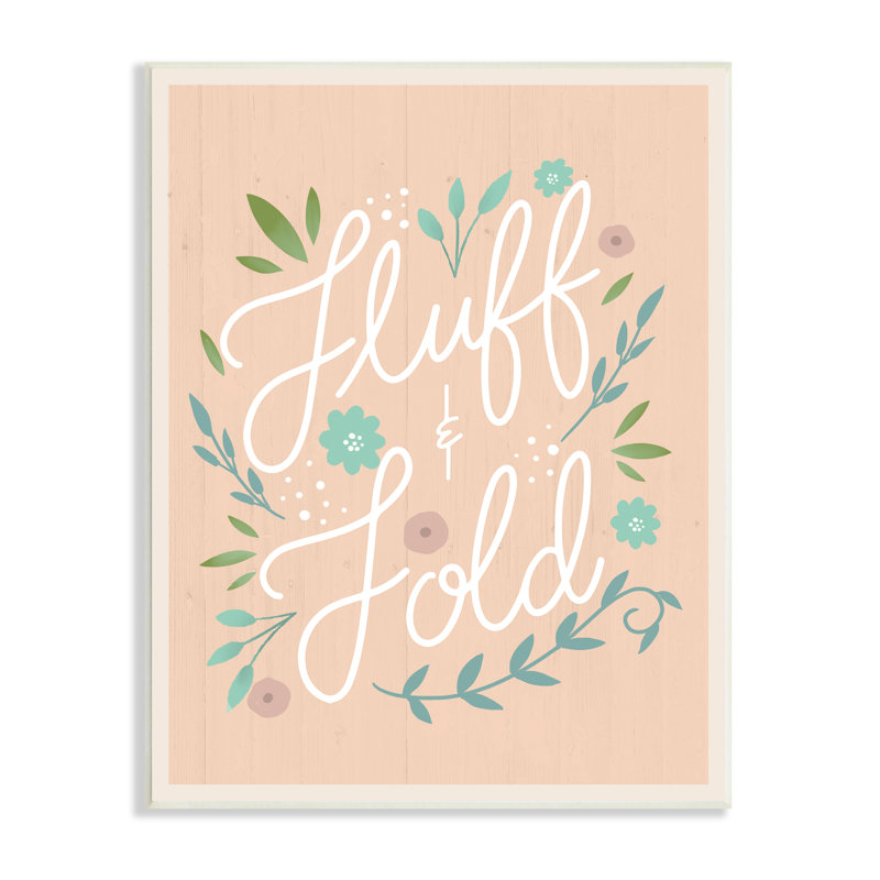 «Fluff & Fold Laundry phrase Florals Farmhouse», art mural sur toile, 36 x 48, orange, H 15 po x l 10 po, Plaque murale