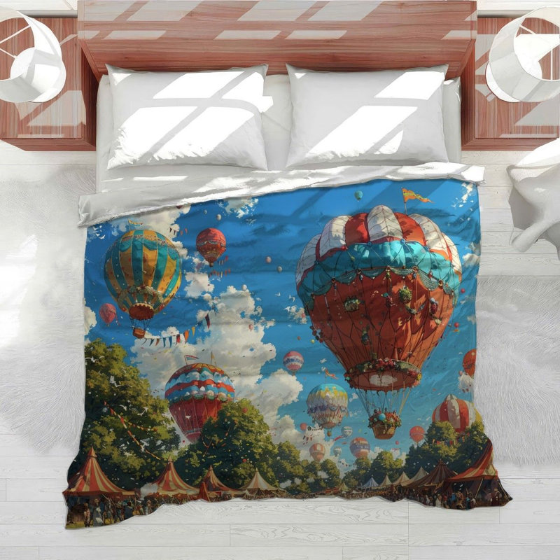 Édredon en mélange de coton à montgolfières, Édredon simple TG