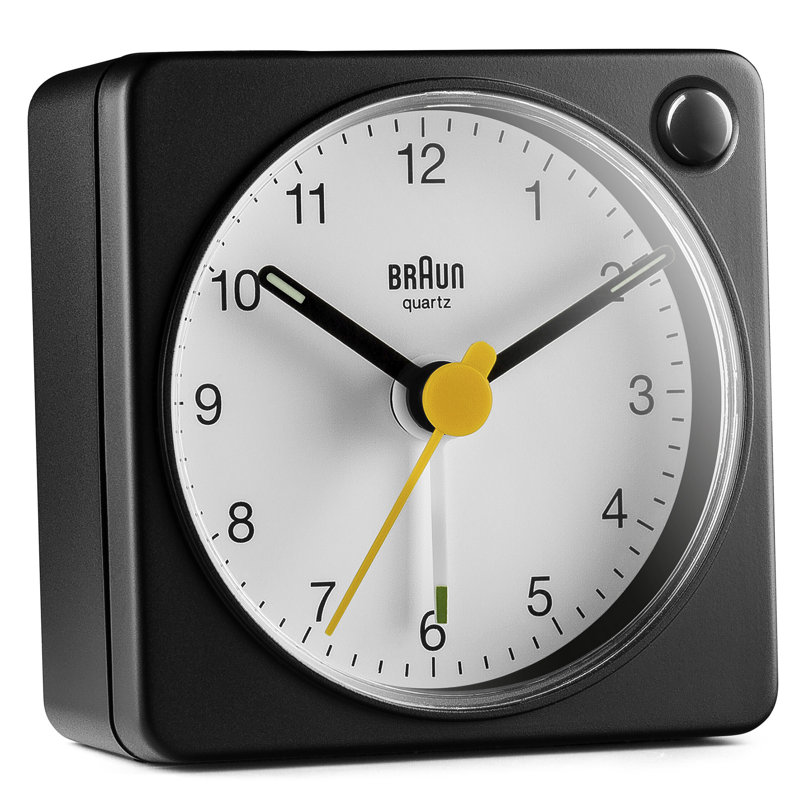 Numerical Quartz Movement / Crystal Tabletop Clock with Alarm, Black/White