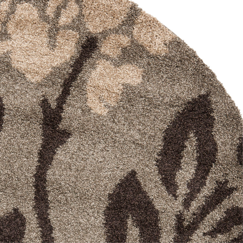 Tapis performance à poil long à motif floral Chanhassen, Rond 4 pi