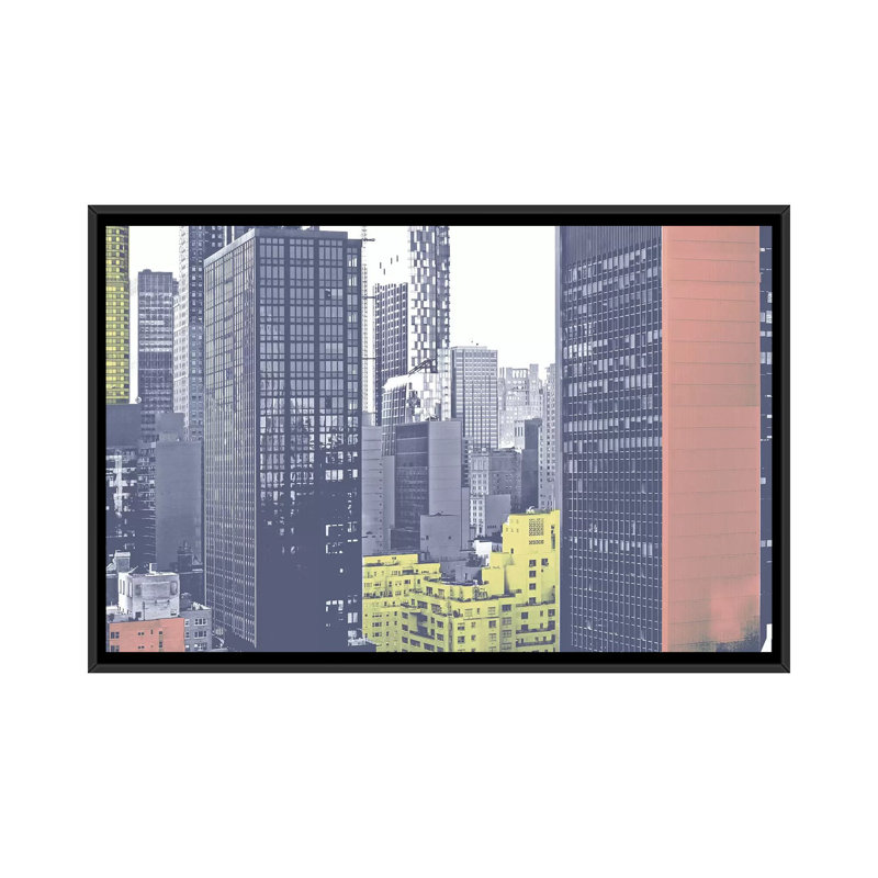 «Pastel NYC II», impression sur toile tendue, H 18 po x l 26 po x P 1,5 po, Toile encadrée noire, Pas de tapis