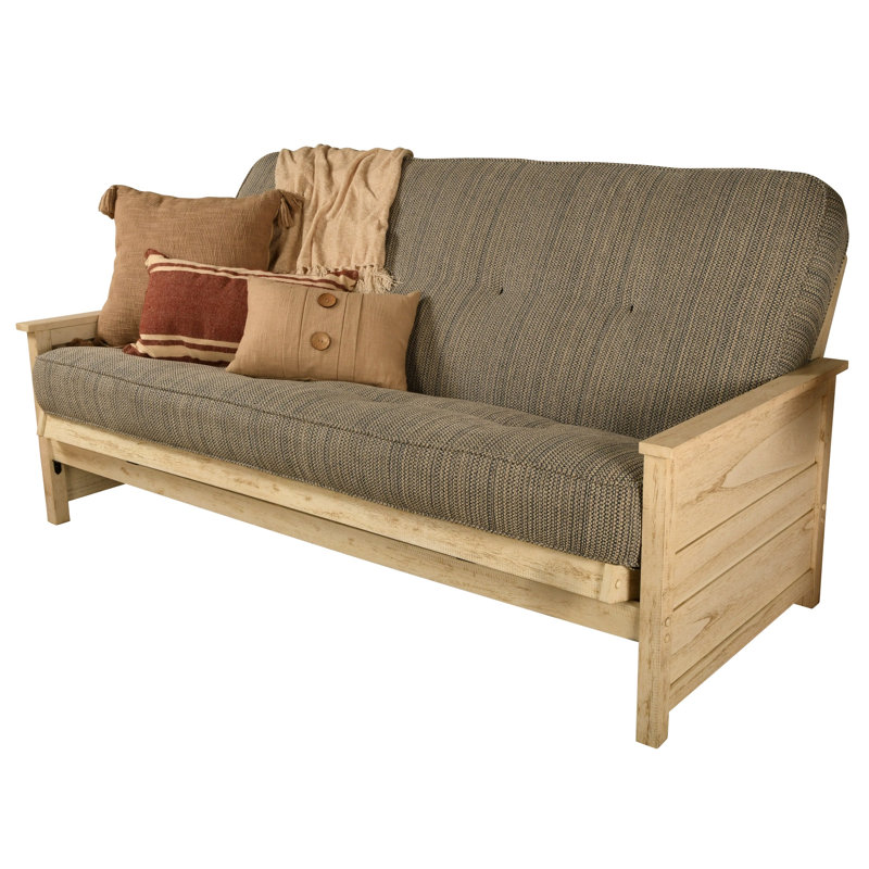Futon de lit double avec matelas Anders, Transport maritime, Blanc patiné