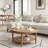 31.3" Round Boho Coffee Table with Storage Shelf