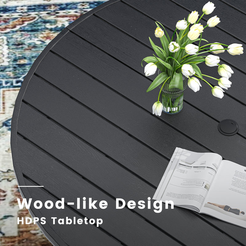 Round Outdoor Dining Table, Black