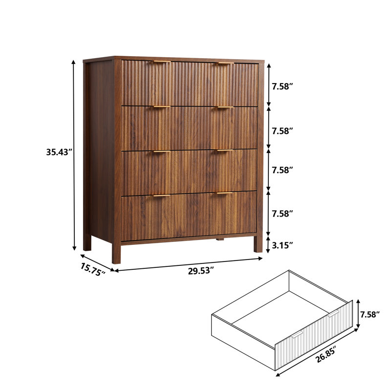 Commode 4 tiroirs Aspatria, Brun