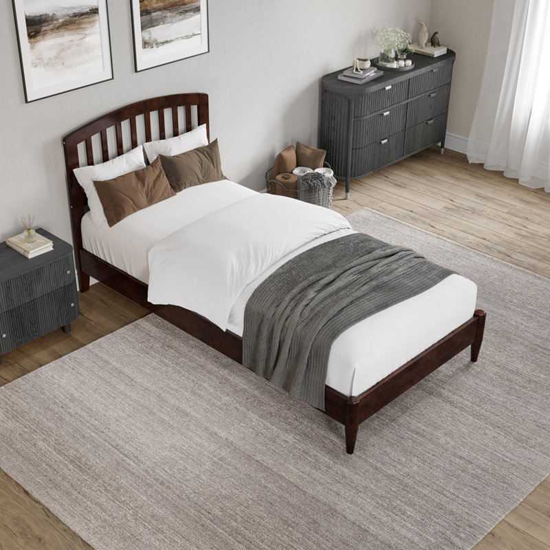 Audriel Solid Wood Low Profile Platform Bed, Twin XL, Walnut