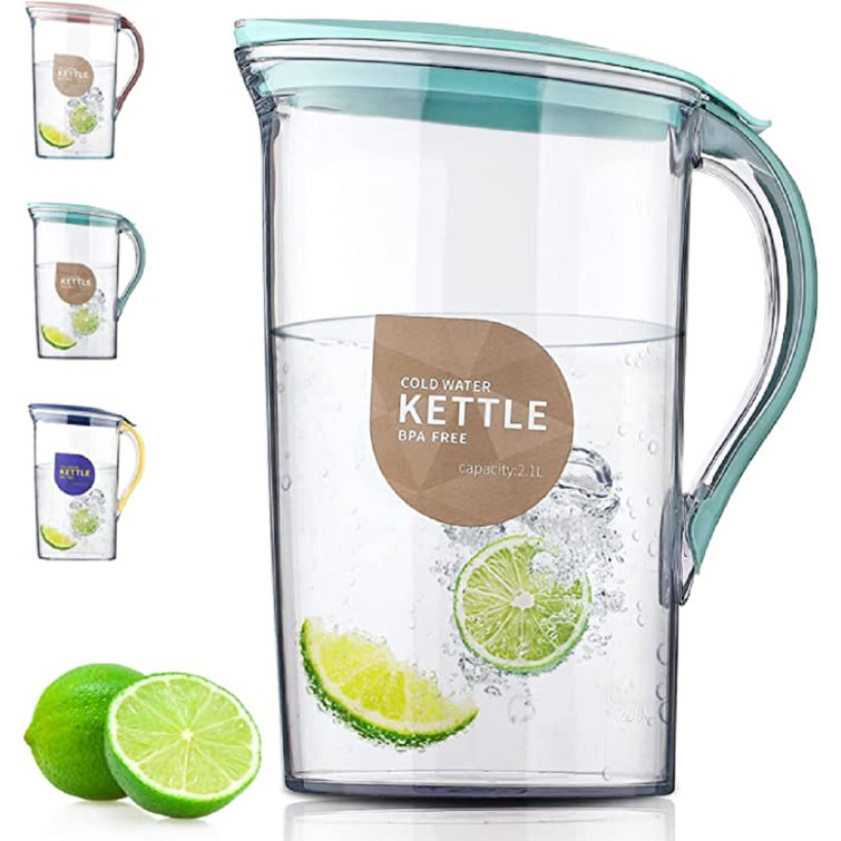 ASA Fridge Door Water Pitcher With Lid Perfect For Making Tea, Juice And  Cold Drink, 71 Oz Water Jug Made Of Clear Pet, No Smell Clear Fiber Glass  Carafe Bpa Free