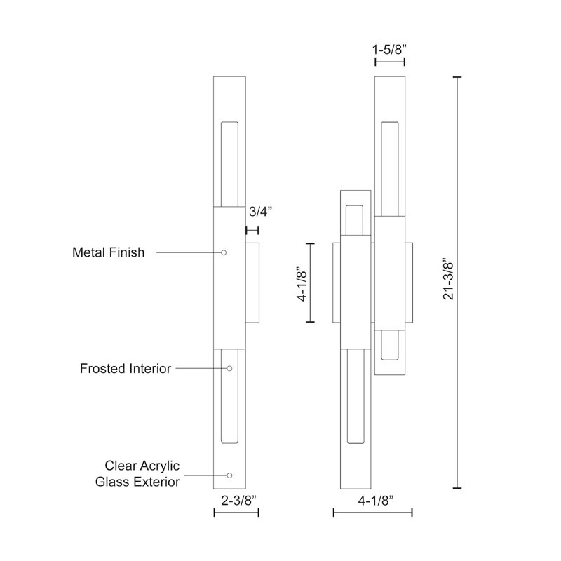 Martelo 21" Chrome Dimmable Direct Wired Sconce