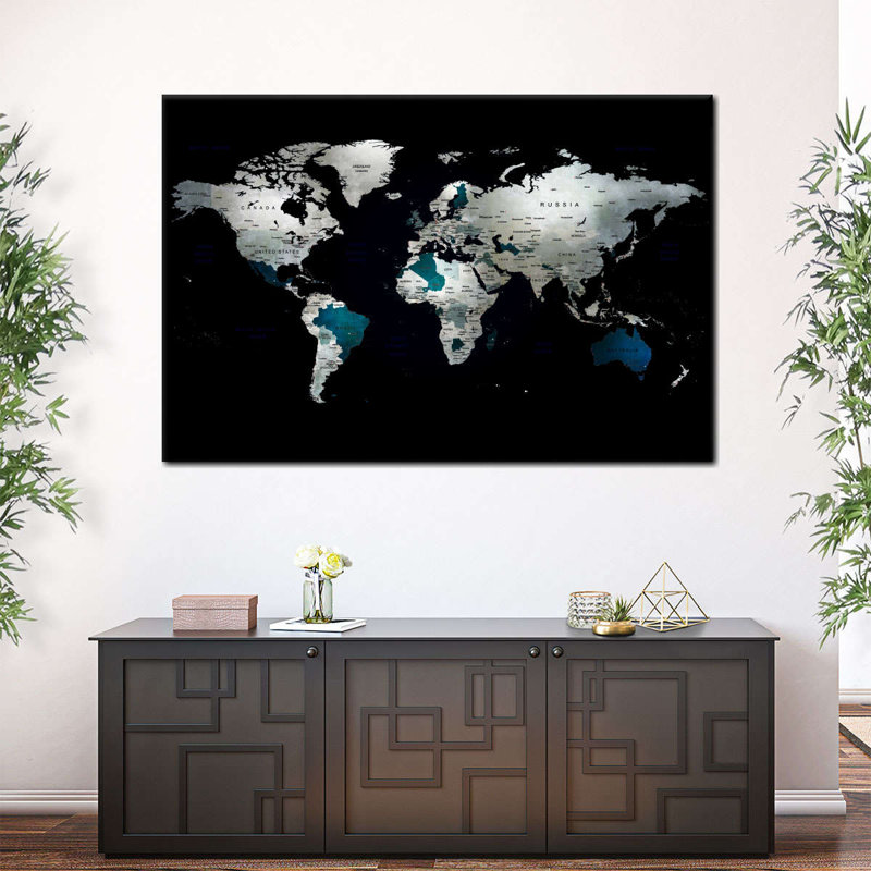 " Mysterious World Map Canvas Print " by Finnian P, 34" H x 51" W x 1.25" D