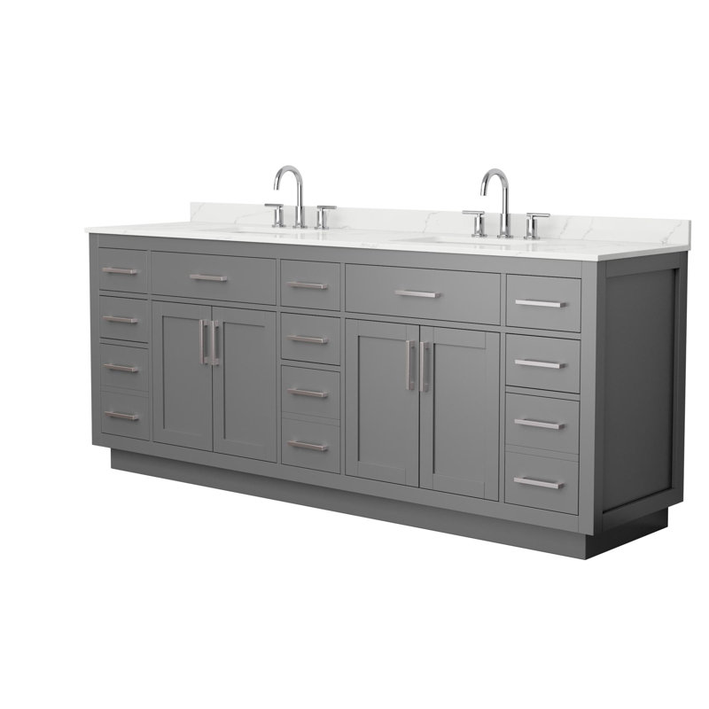 Beckett TK 84'' W Vanity, 8" Center, Brushed Nickel, Gray