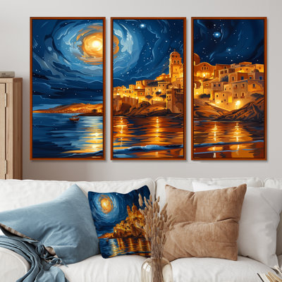 Moonlit Egypt In Starry Night Desert Scene II - Egypt Wall Art Print Set