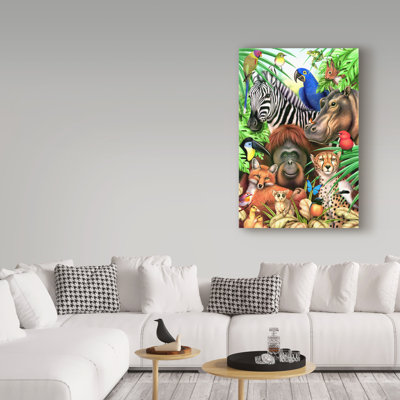 « happy jungle portrait », reproduction de peinture à l’acrylique sur toile tendue
