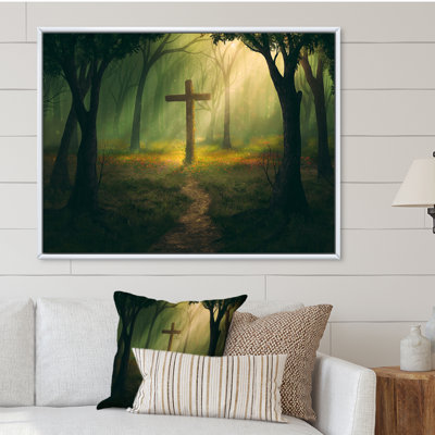 Christian Cross and Forest - reproduction d'art sur toile traditionnelle