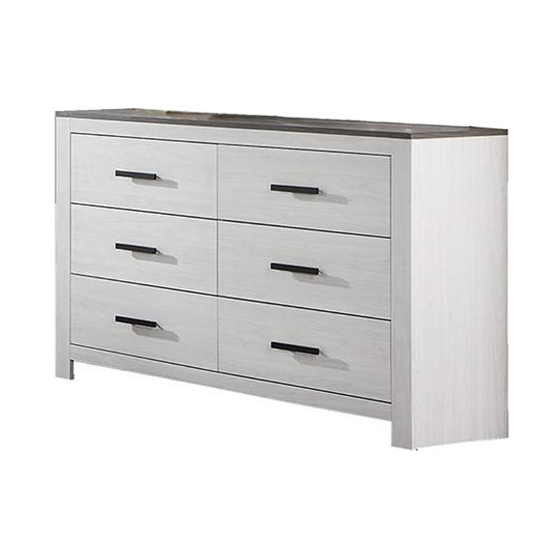 58,7 po l 58,5 po, blanc lavé + gris fumé