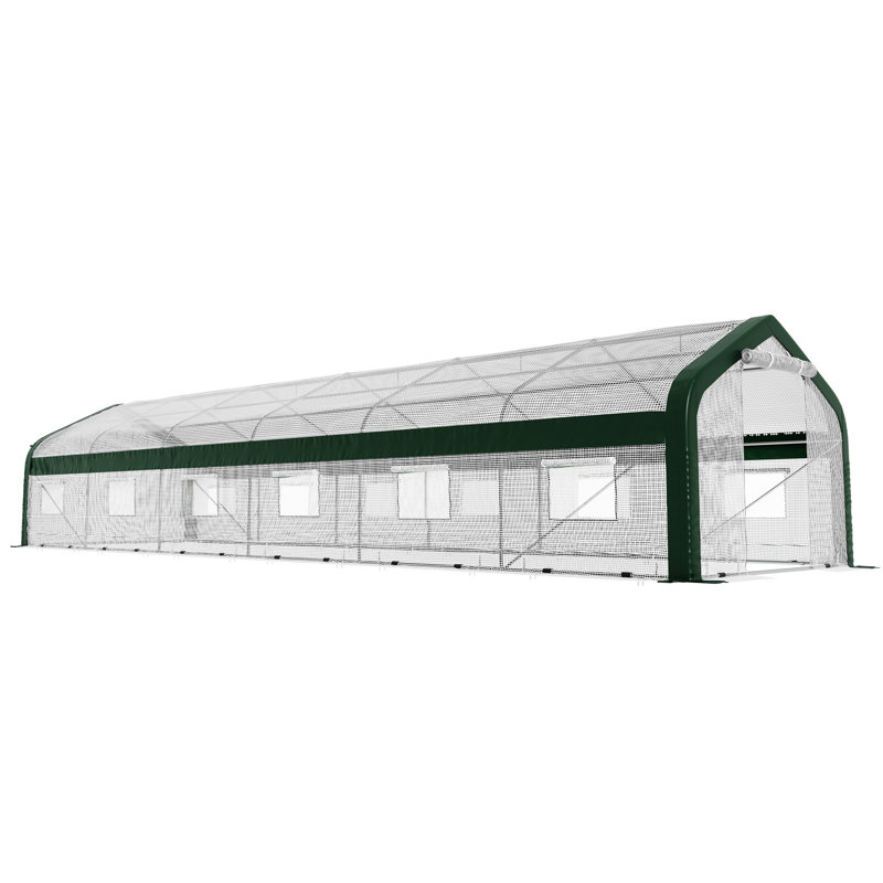 Grande serre à tunnel pour l'extérieur avec système d'arrosage 38,5 x 10 x 7,5 pi AMERLIFE, blanc / vert
