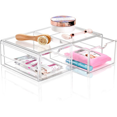 Sorbus 2-Drawer Cosmetic Acrylic Organizer, Stackable, Extra-Large in Clear