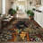 Floral Machine Washable Rugs with Rubber Backing for Living Room Non Slip Stain Resistant Carpet for Bedroom Living Room-68577646